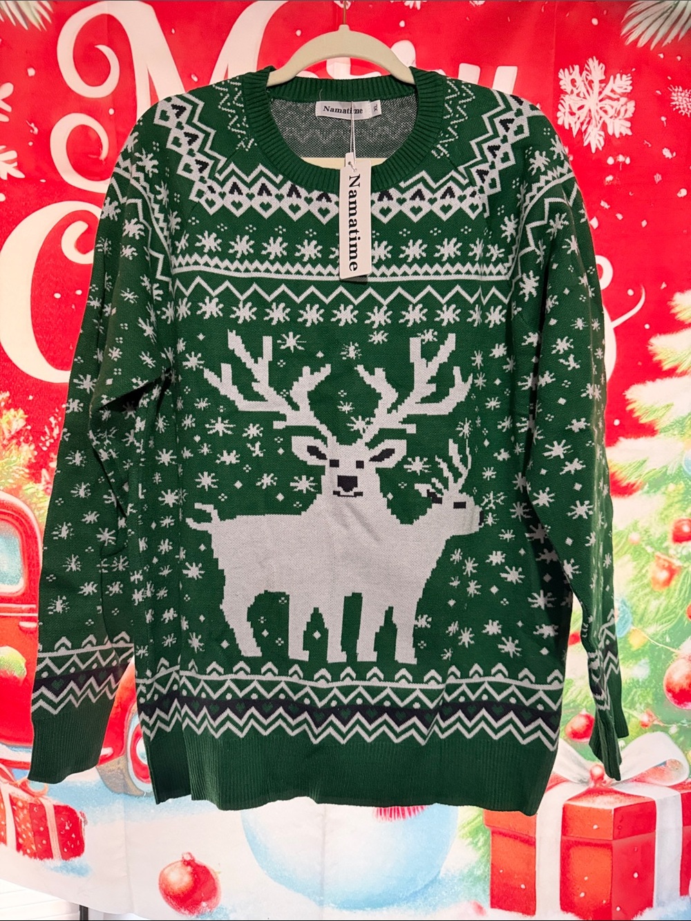 Green Reindeer Women’s Sweater